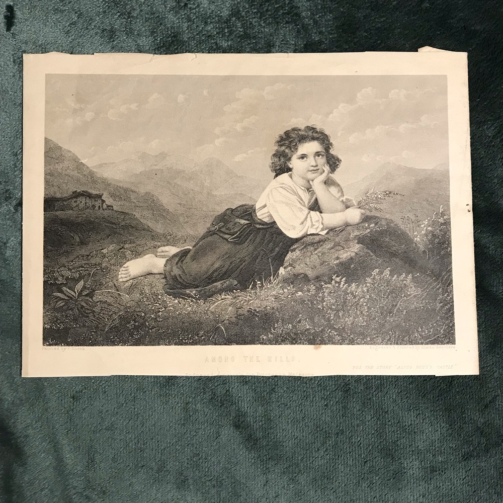 Engraving Print by Illman Brothers “Among The Hills” Peterson’s Magazine F.Durck